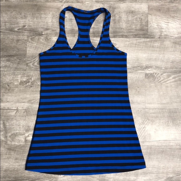 Lululemon Black/blue Striped Racerback Tank - Picture 2 of 6